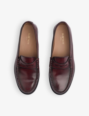 LK BENNETT: Solo penny-trim flat leather loafers