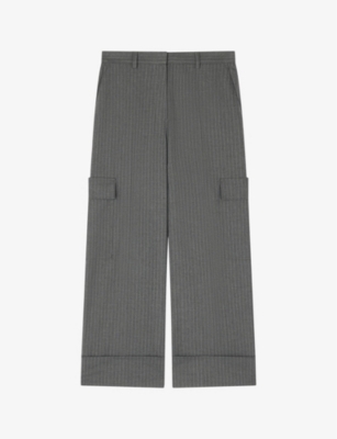 Lk Bennett Rosalind Pinstripe Crop Cargo Pants In Gry-grey