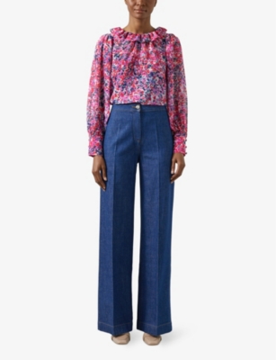 Lk Bennett Womens Blu-vy Erin Floral-print Recycled-polyester Top In Mul-pink