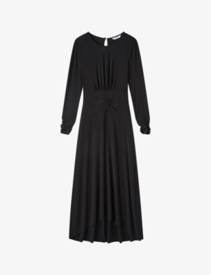 Lk Bennett Womens Bla-black Christie Round-neck Stretch-jersey Midi Dress In Bla-black