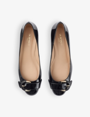 LK BENNETT: Cici buckle-embellished patent-leather heeled pumps