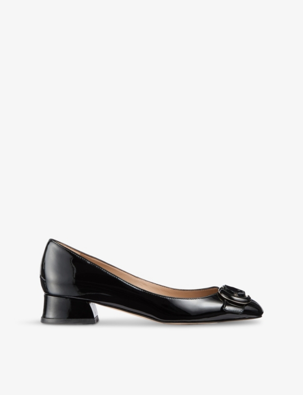 Cici buckle-embellished patent-leather heeled pumps