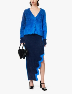 Shop Ph5 Womens Electric Blue Ozzy Oversized Long-sleeve Faux-fur Cardigan