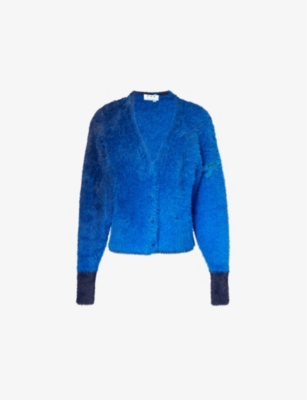 Shop Ph5 Womens Electric Blue Ozzy Oversized Long-sleeve Faux-fur Cardigan