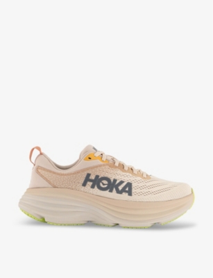 Hoka Mens Cream Vanilla F Bondi 8 Woven Low-top Trainers In Cream Vanilla F