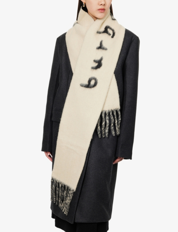 Reversible logo-jacquard alpaca-blend scarf
