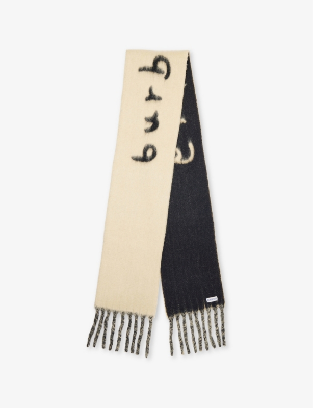 Reversible logo-jacquard alpaca-blend scarf