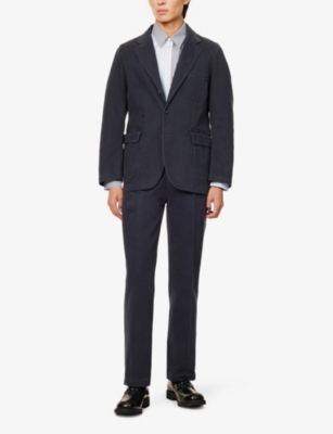 DRAKE'S MENS NAVY GAMES SUIT SINGLE-BREASTED REGULAR-FIT COTTON BLAZER 