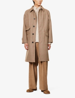 DRAKE'S MENS GUN CHECK DUDLEY HOUNDSTOOTH-PRINT RELAXED-FIT WOOL COAT 