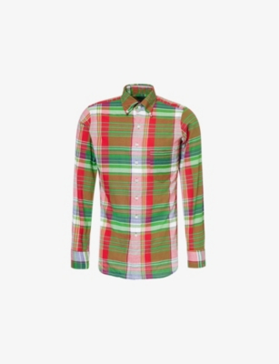 DRAKES: Madras check-pattern regular-fit cotton shirt