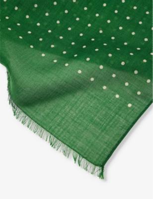 Shop Drake's Mens Polka Dot Tubular Wool-silk Blend Scarf Green