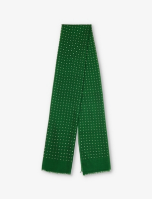 Shop Drake's Mens Polka Dot Tubular Wool-silk Blend Scarf Green