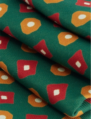 DRAKES: Diamond-print silk tie