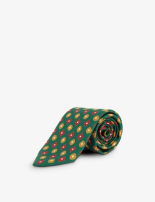 DRAKES: Diamond-print silk tie
