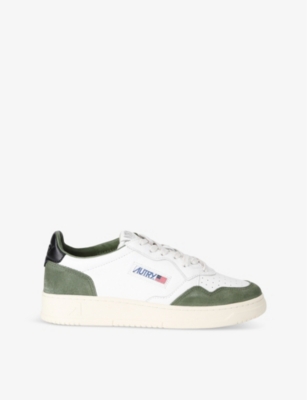 Mens Autry Medalist Brand-Embroidered Suede and Leather Low-Top Trainers