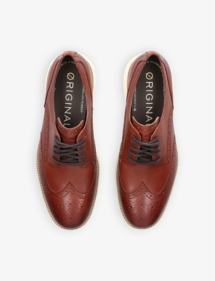 Cole Haan Mens Tan Øriginalgrand Wingtip Leather Shoes Eur 42 / 8 Uk In Tan