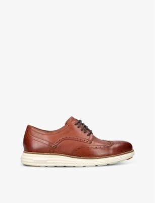 Cole Haan Mens Tan Øriginalgrand Wingtip Leather Shoes Eur 42 / 8 Uk In Tan