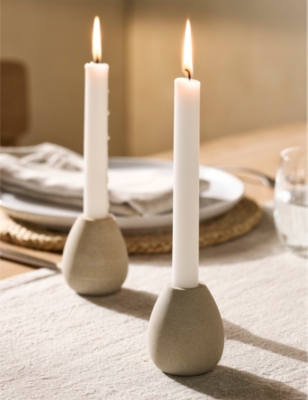 THE WHITE COMPANY: Sandstone Egg Dinner Candle Holder 7cm