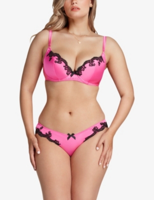 Shop Agent Provocateur Womens Candy/pink Molly Lace-embroidered Stretch-silk Bra