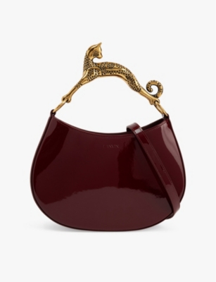 Lanvin Womens Hobo Cat Top-handle Leather Bag Burgundy