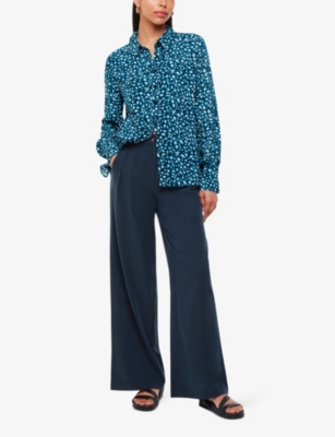 Whistles Pastel Leopard Print Shirt In Teal/multi