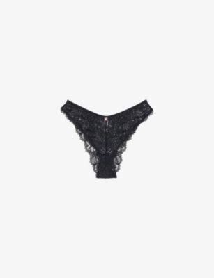 Savage X Fenty Womens Caviar Romantic Cord Brazilian Lace Briefs Size Xxl-xxxxl Xxxl In Black