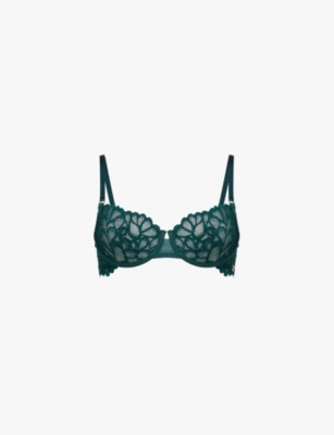 Shop Savage X Fenty Womens Underworld Green Savage Not Sorry Unlined Balconette Lace Bra