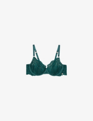 Savage X Fenty Womens Underworld Green Savage Not Sorry Unlined Balconette Lace Bra Size 38dd - 42d