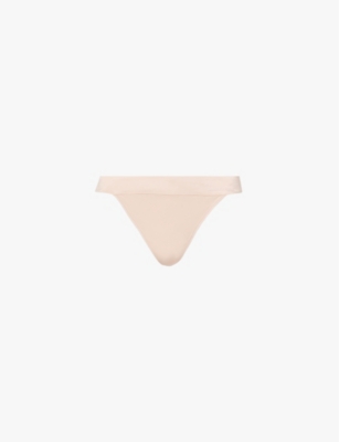 Savage X Fenty Womens Honey Soft N' Savage Mid-rise Stretch-woven Thong In Neutral