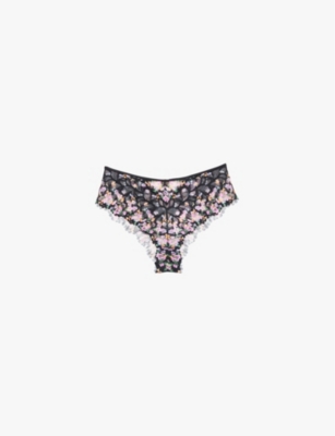 Savage X Fenty Womens Blk Caviar Bloom Bad Lce Savage Not Sorry Strappy Cut-out Cheeky Lace Briefs Size Xxl-xxxxl X