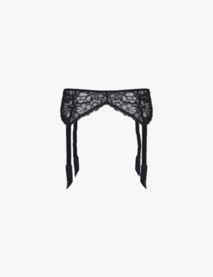 Savage X Fenty Womens Caviar Bold Lace Garter Belt