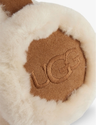 Ugg Womens Chestnut Brand-embroidered Leather Earmuffs In Chestnut