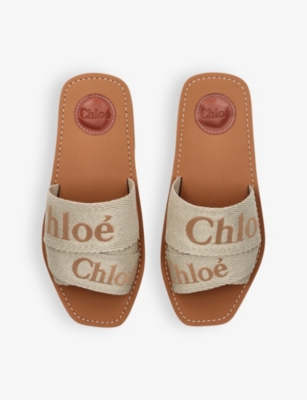 Woody logo-embroidered linen mules
