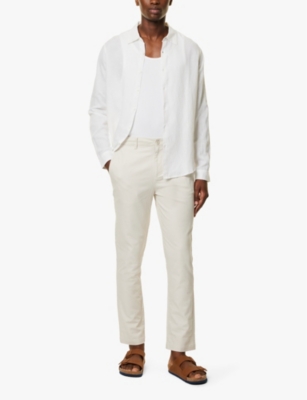 ONIA: Mid-rise straight-leg cotton and linen-blend trousers