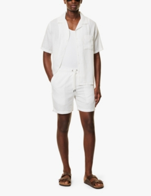 ONIA: "Air 6"" logo-tab linen-blend shorts"