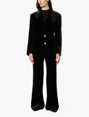 LE KASHA: San Polo velvet texture straight-leg mid-rise woven trousers