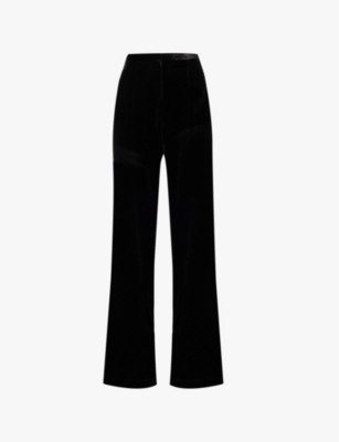 LE KASHA: San Polo velvet texture straight-leg mid-rise woven trousers