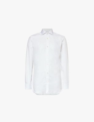 Mens Dunhill Tailoring Long-Sleeves Slim-Fit Cotton-Poplin Shirt