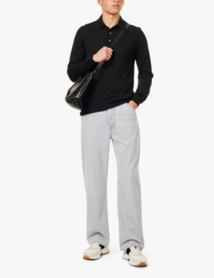 DUNHILL: Relaxed-fit long-sleeve cashmere-knit polo