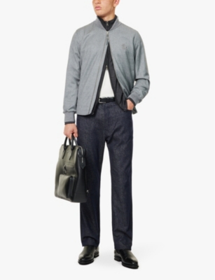 DUNHILL MENS ATHLUXURY PACKABLE TWO-BUTTONED-POCKETS REGULAR-FIT WOOL JACKET MID GREY XL 