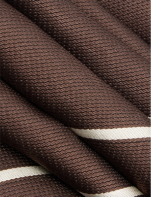 DUNHILL MENS CHOCOLATE STRIPED TEXTURED SILK TIE 