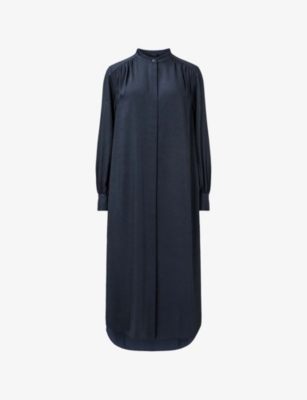 ALLSAINTS: Aggie Long-Sleeve Woven Midi Shirt Dress