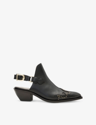 ALLSAINTS: Desola Stud-Embellished Leather Mules