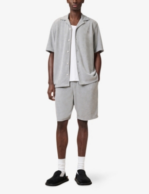 Allsaints Mens  Felix Towelling-texture Woven Shirt In Machine Grey