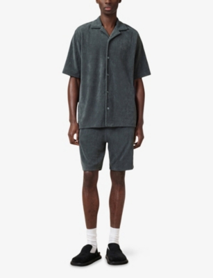 Allsaints Mens  Felix Towelling-texture Woven Shirt In Pitched Blue