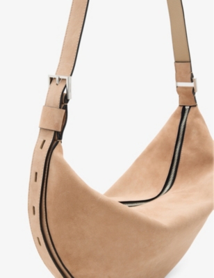 ALLSAINTS: Half Moon Suede Shoulder Bag