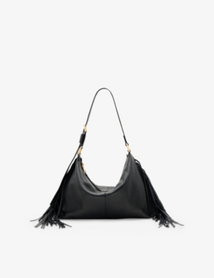 ALLSAINTS: Edbury Fringe Leather Shoulder Bag