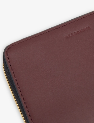 Allsaints Womens Dark Red Lena Zipped Leather Wallet In Red