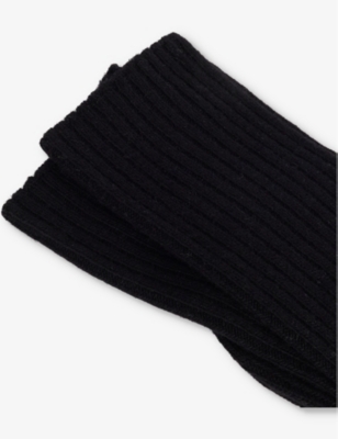Falke Womens Black Cosy Wool Ribbed Knit Socks In Black