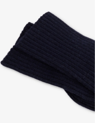 Shop Falke Womens Dark Navy Cosy Wool Ribbed Knit Socks